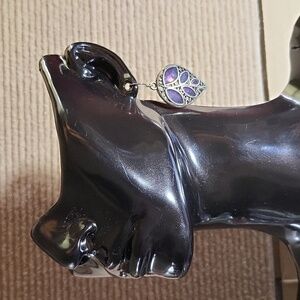 Kenneth Cole silver tone and purple leaf earrings